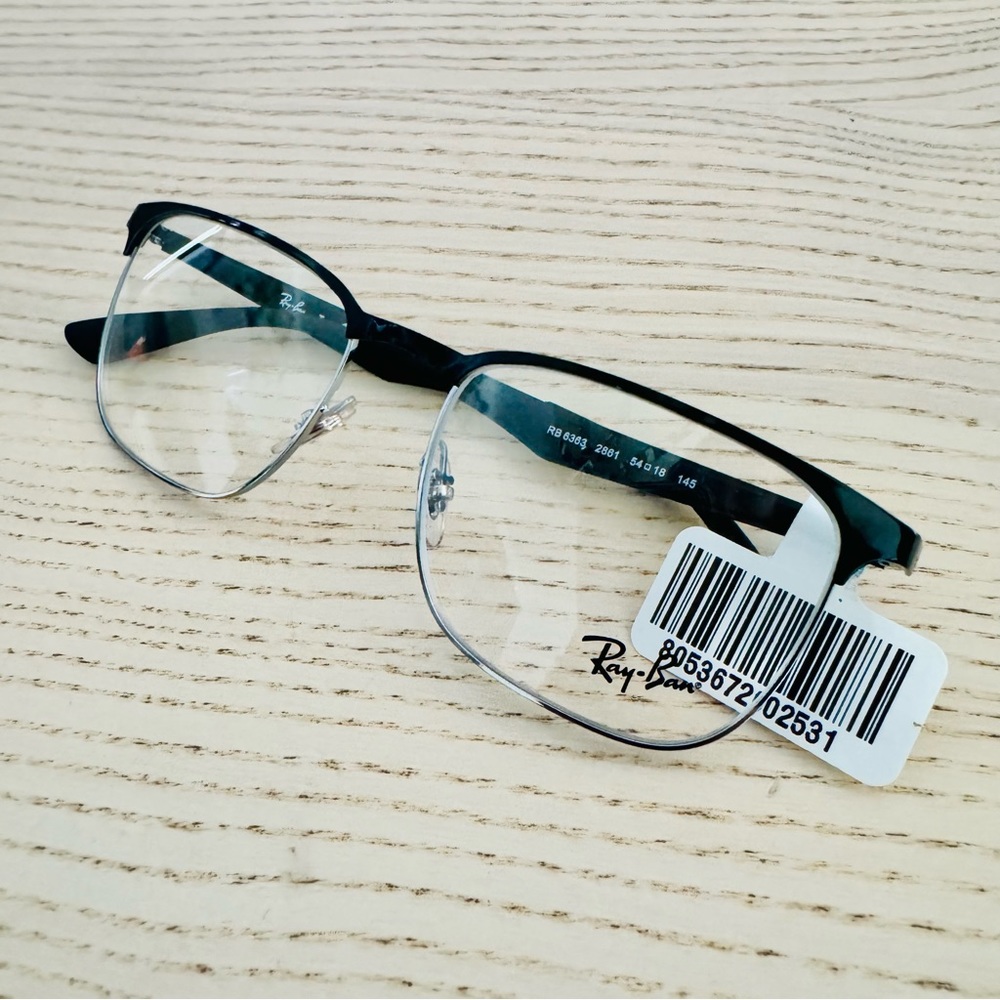 Brand New!! Ray Ban Eyeglasses RX6363 2861 54/18/145 Black On Silver